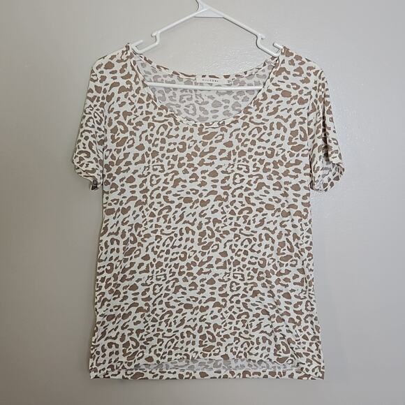 Ellison basic scoop neck animal print short sleeve tee Sz Small - Picture 2 of 10